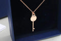 Swarovski Rose Gold Key Pendant - Crystal Accent Necklace