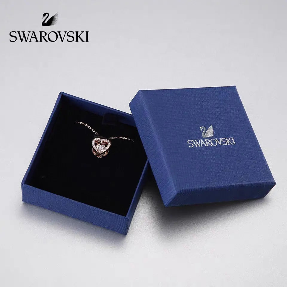 Swarovski Rose Gold Heart Necklace - Swarovski Rose Gold Pave Heart