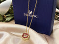 Swarovski Gold Red Crystal Necklace - Swarovski Gold Flower Red