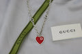 Gucci Silver Red Heart Necklace - Gucci Silver Red Heart Pendant