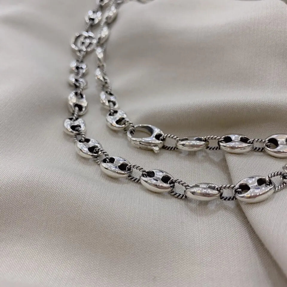 Gucci Silver Marine Chain Necklace - Interlocking GG Detail