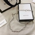 Gucci Sterling Silver Chain Necklace interlocking design - Gucci
