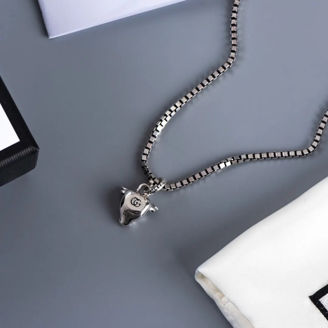 Gucci Silver Ghost Pendant Necklace - Box Chain