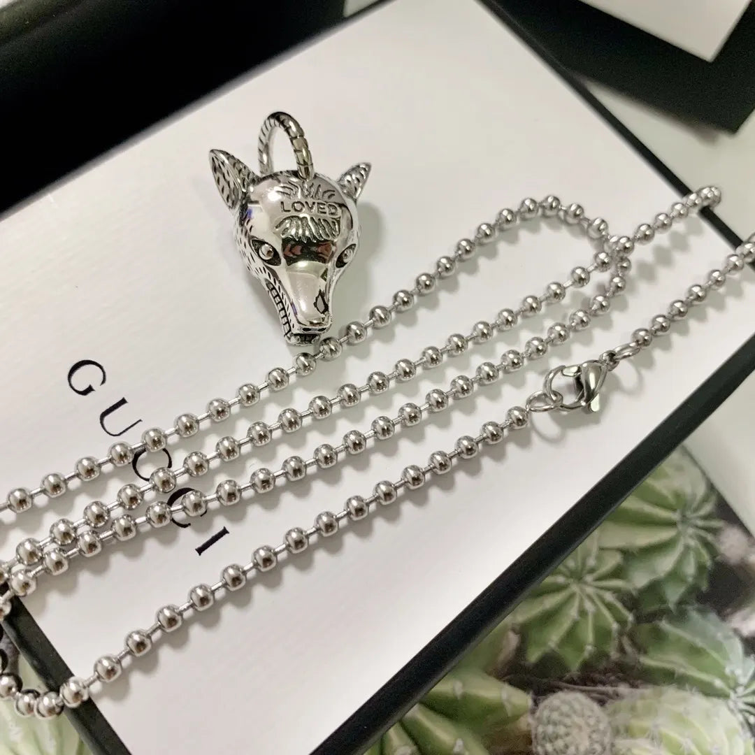 Gucci Silver Wolf Necklace - Gucci Silver Wolf Head Necklace - Ball