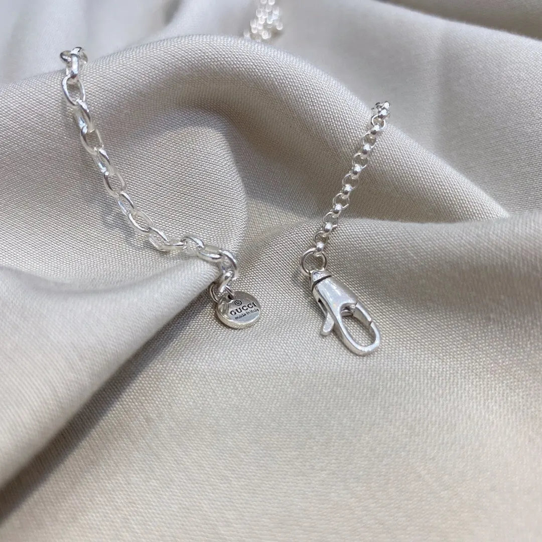 Gucci Silver Cylinder Logo Necklace - Designer Chain