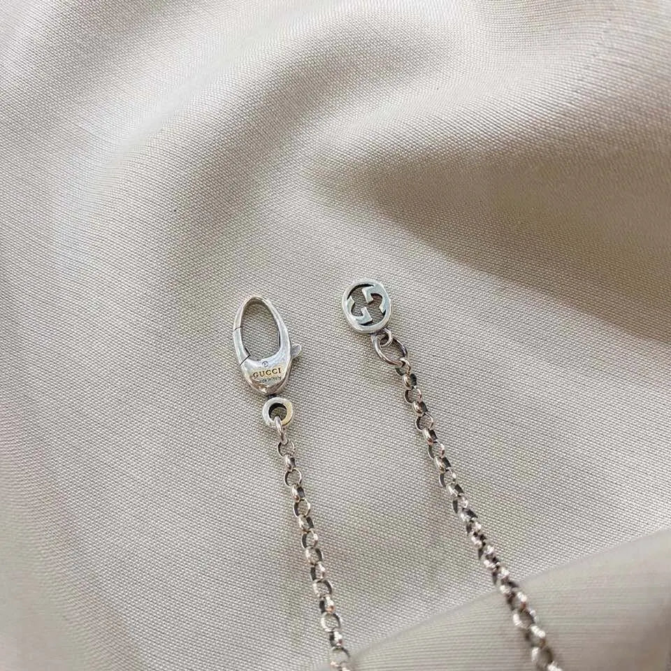 Gucci Silver Key Charm Necklace - Interlocking G Pendant