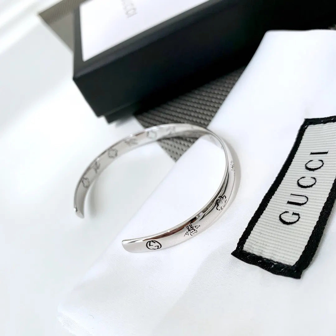 Gucci Silver Engraved Cuff Bracelet - Premium Quality