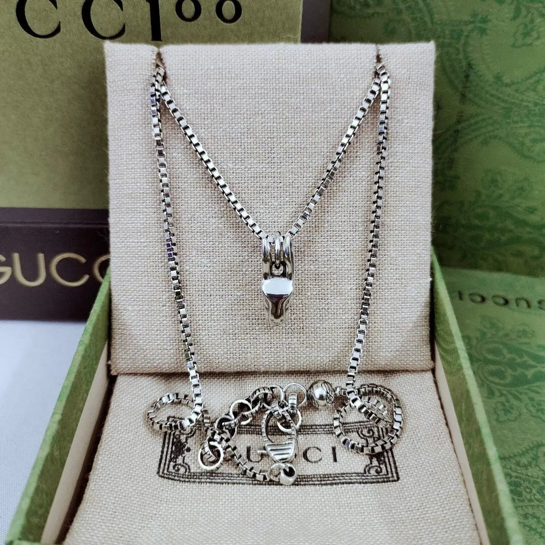 Gucci Silver Bunny Pendant Necklace - Box Chain