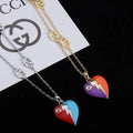 Gucci Two-Tone Heart Pendant Necklace - Designer Statement