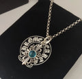 Chrome Hearts Blue Stone Necklace - Chrome Hearts Silver Blue Stone