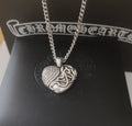 Chrome Hearts Silver Pave Heart Pendant Necklace