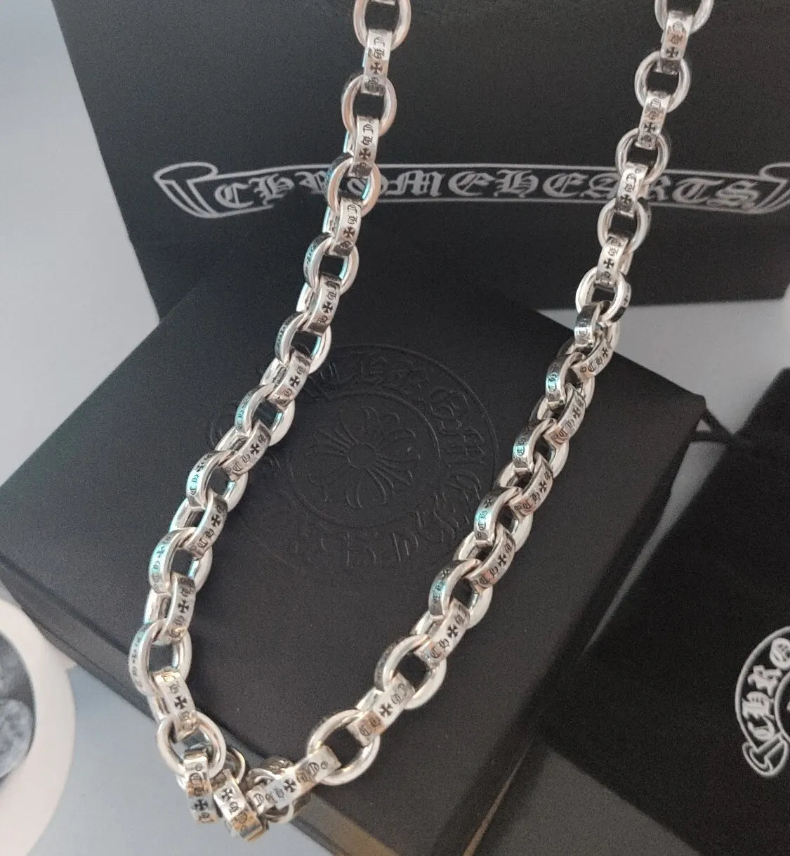 Chrome Hearts Silver Chain - Chrome Hearts Silver Oval Cross Chain