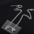 Chrome Hearts Silver Heart Pendant - Pink & Clear Crystal