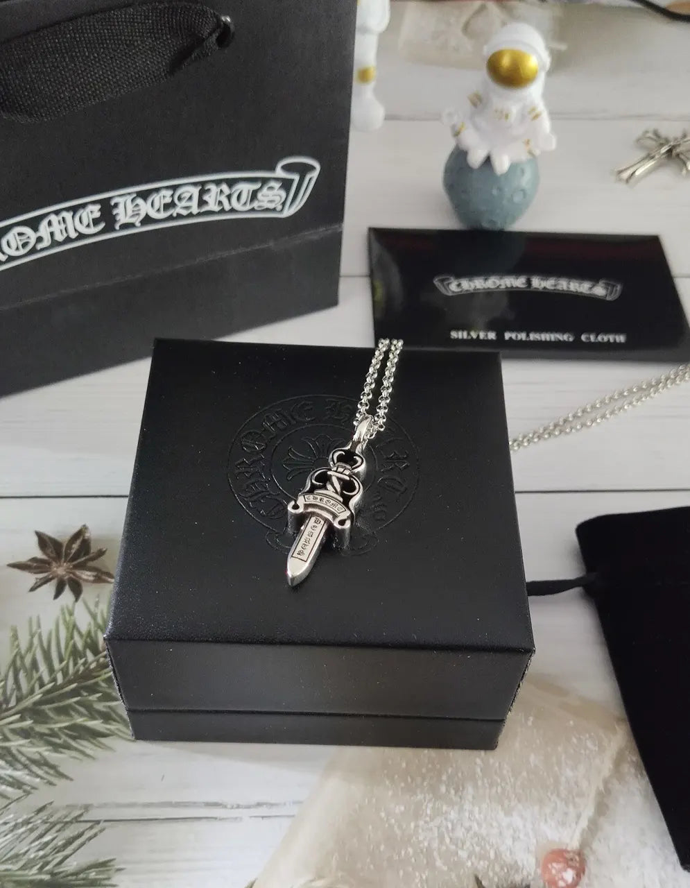 Chrome Hearts Silver Dagger Pendant Necklace - Gothic Style