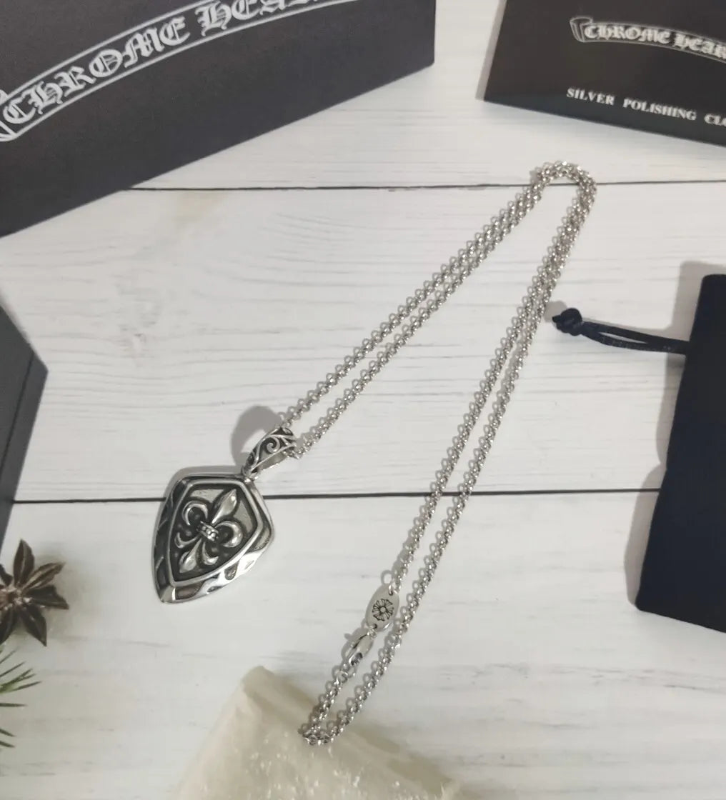 Chrome Hearts Silver Fleur Pendant Necklace - Ball Chain