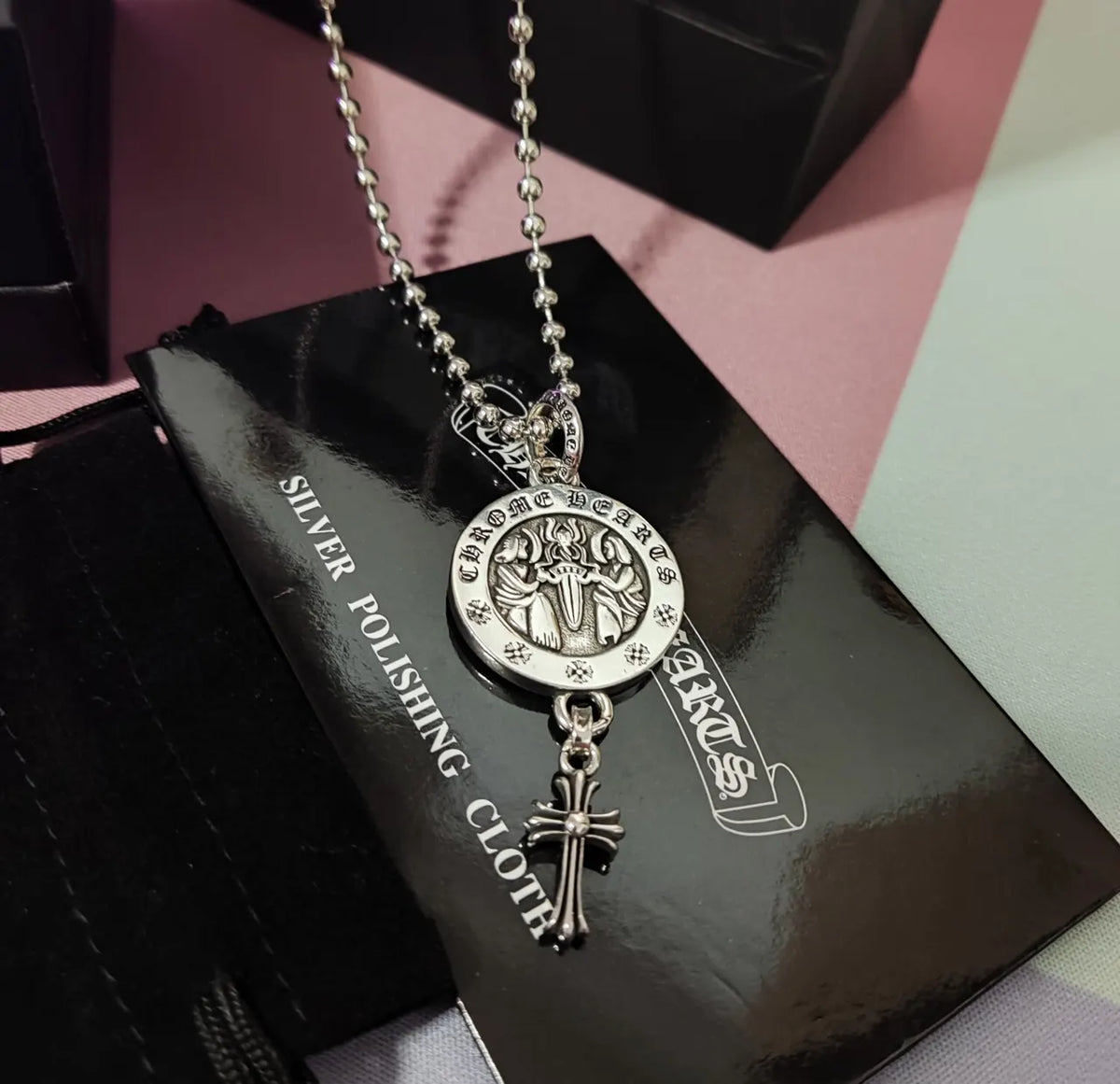 Chrome Hearts Silver Cross Necklace - Chrome Hearts Silver Medallion