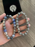 Premium Blue Stone & Silver Bead Bracelet