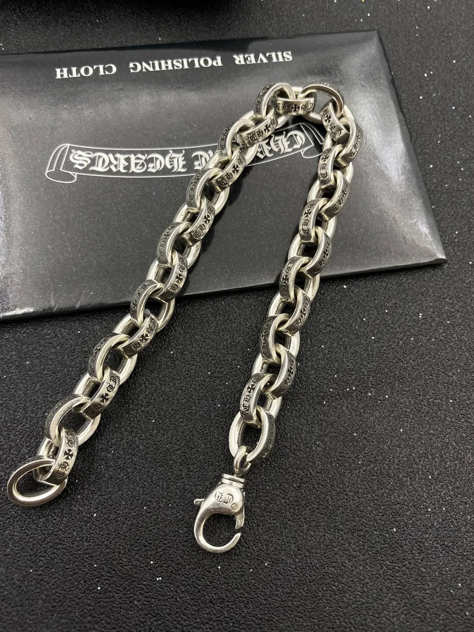bold edgy Chrome Hearts Silver Cross Link Bracelet - Chrome Hearts