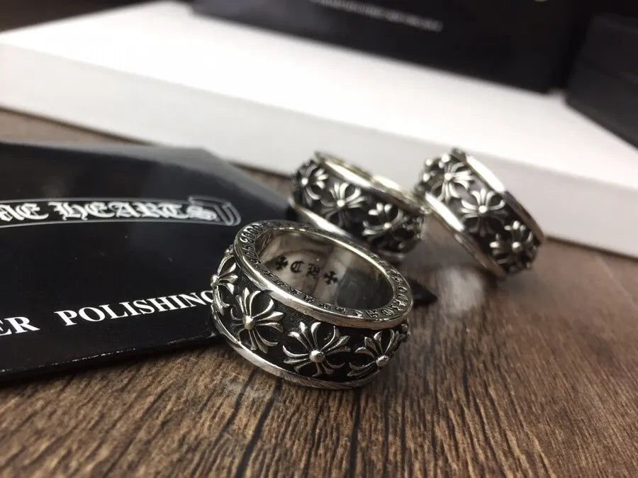 Chrome Hearts Floral Ring - Chrome Hearts Silver Floral Cross Ring