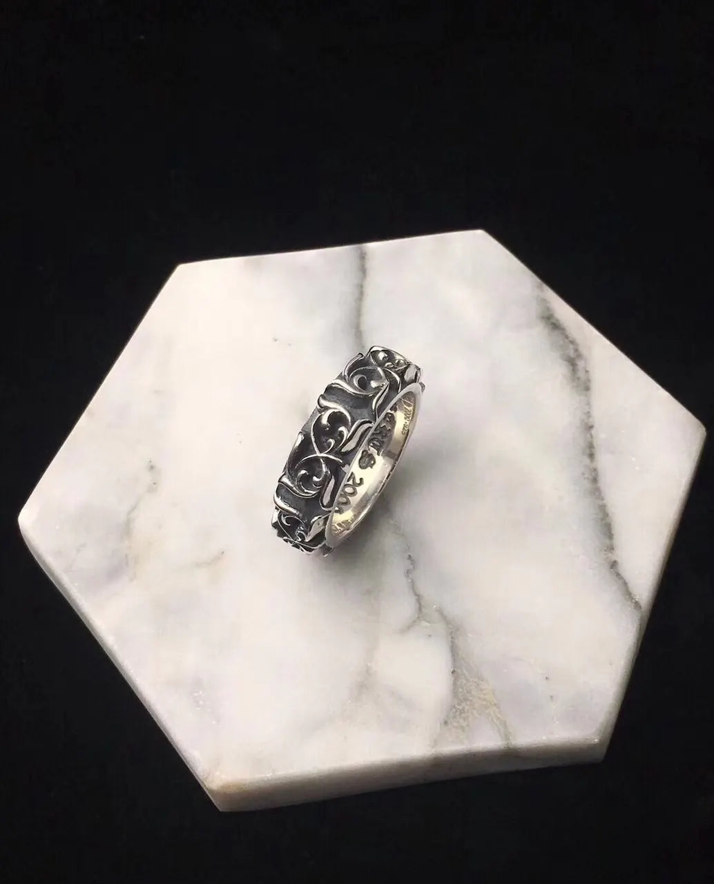 Chrome Hearts Floral Cross Ring - Sterling Silver Band