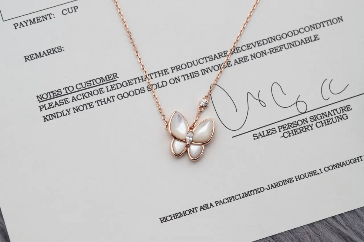 Van Cleef Rose Gold Butterfly Necklace - Van Cleef Rose Gold