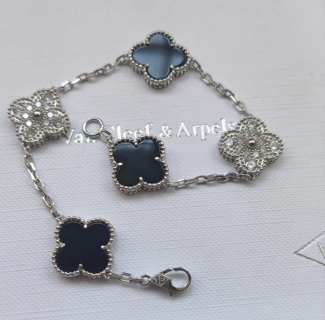 Premium Clover Bracelet - Sterling Silver & Onyx