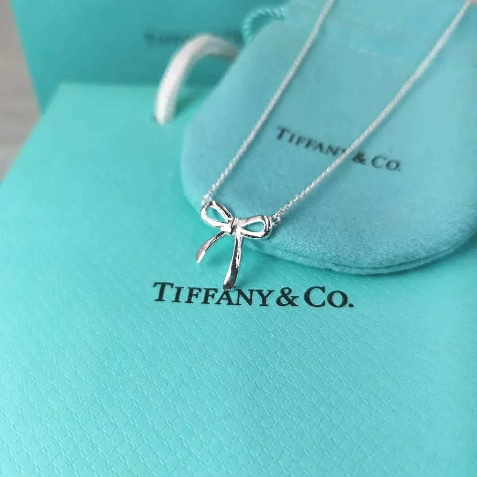 Tiffany Silver Bow Necklace - Tiffany Silver Bow Pendant Necklace