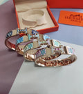 Premium Enamel Hinge Bangle Bracelet - Rose Gold