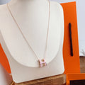 Hermès Rose Gold Pink Necklace - Hermès Rose Gold & Pink Enamel H