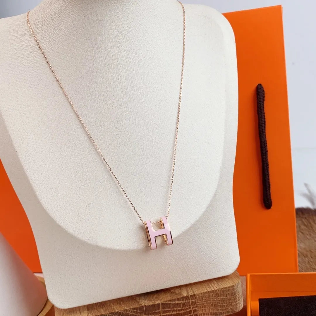 Hermès Rose Gold Pink Necklace - Hermès Rose Gold & Pink Enamel H