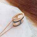 Hermès Rose Gold H Necklace - Hermès Rose Gold & Black Enamel H