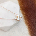 Hermès White Enamel Necklace - Hermès White Enamel H Rose Gold