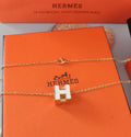 Hermès White Enamel H Pendant Necklace - Gold Hardware