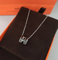 Hermès Black Silver H Necklace - Hermès Black & Silver 'H' Pendant