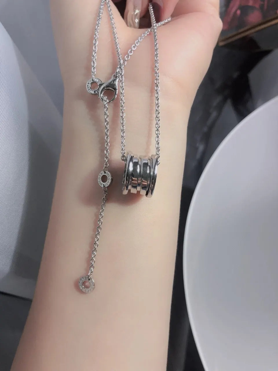 Bvlgari Silver B.zero1 Pendant Necklace - Iconic Style