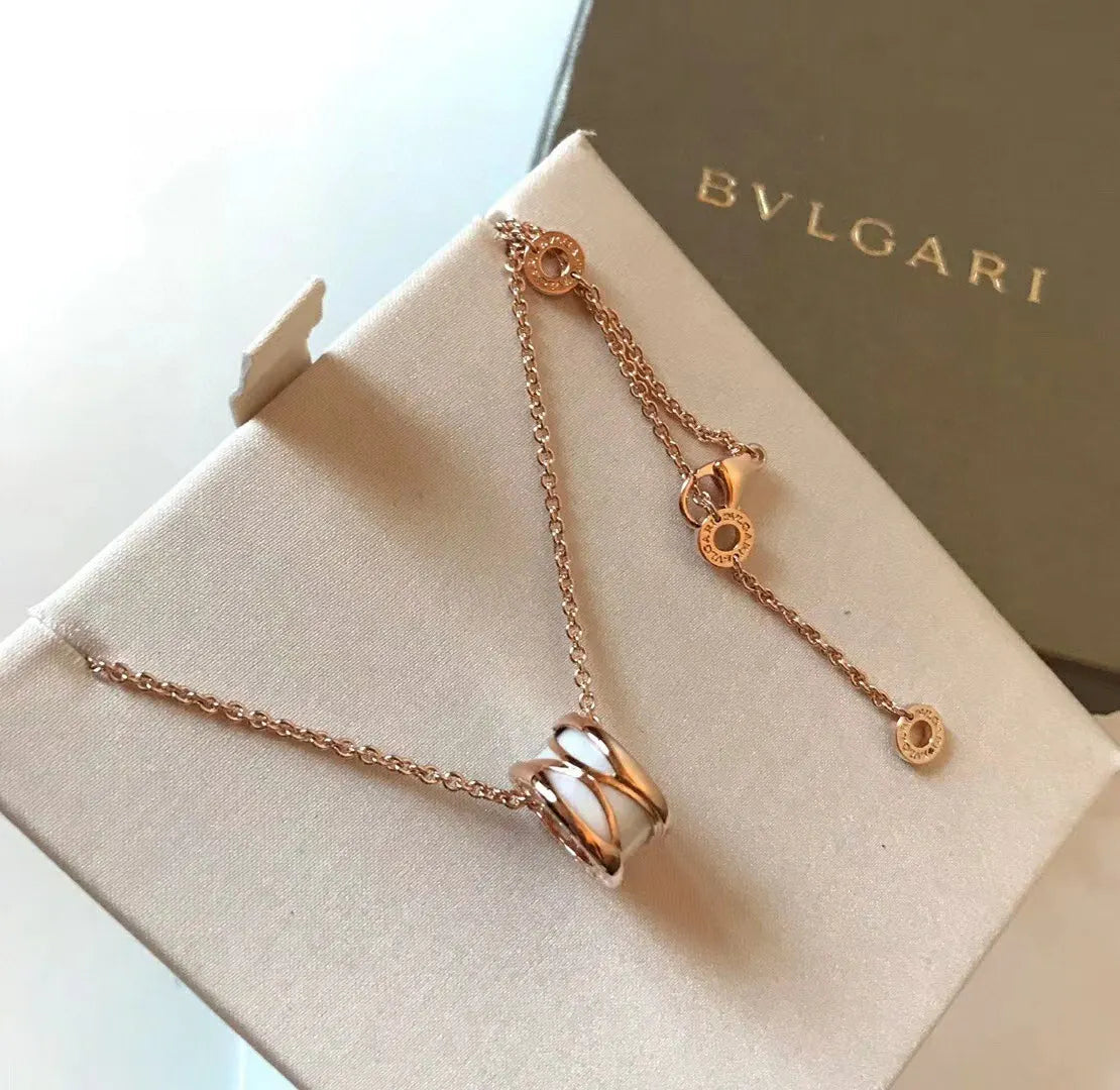 Bvlgari Rose Gold White Ceramic Necklace - Tubogas Collection