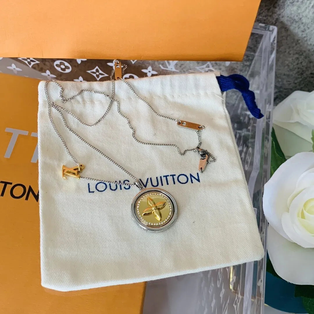 Louis Vuitton Silver-Tone Pendant Necklace - Circular Monogram