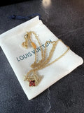 Louis Vuitton Gold Red Flower LV Necklace - Elegant Charm