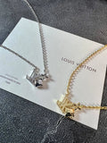 LV Silver Gold Flower - LV Silver & Gold Flower Pendant Necklace