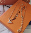 LV Gold Diamond Pendant - Louis Vuitton Gold LV Diamond Necklace