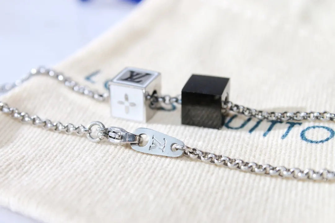 LV Cube Chain Necklace - Louis Vuitton Black & White Cube Chain