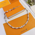 Louis Vuitton Silver Pearl Charm Necklace - Signature LV