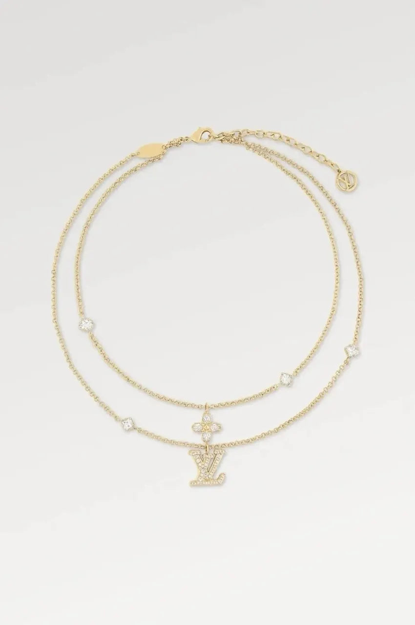 Louis Vuitton Golden Flower Strass Necklace - Elegant Layered