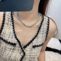 LV Turquoise Beaded Necklace - Gold Accents