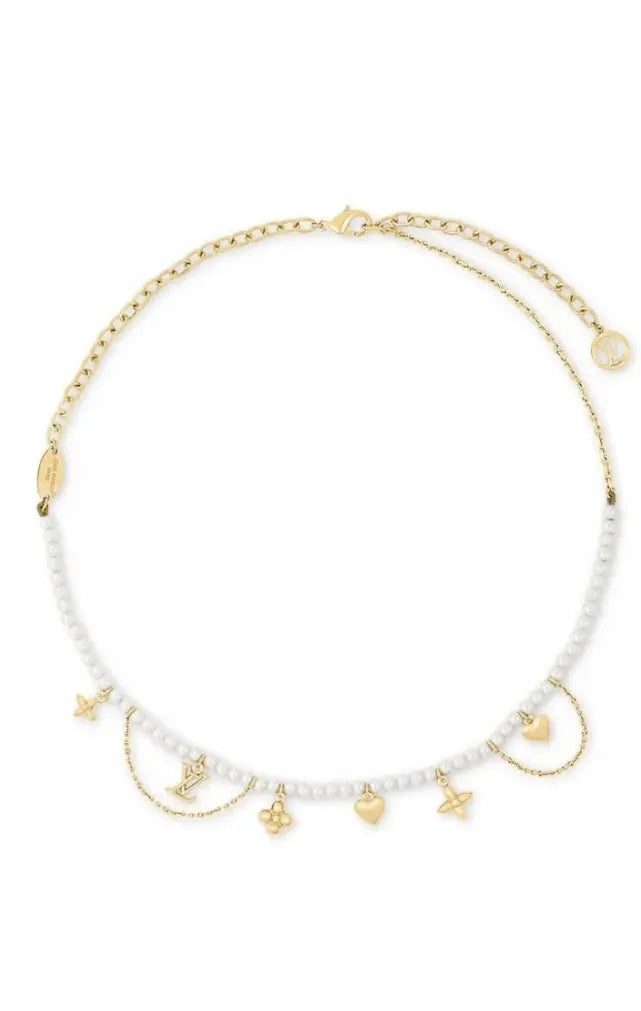 delicate Louis Vuitton Gold Pearl Charm Necklace - Louis Vuitton Gold