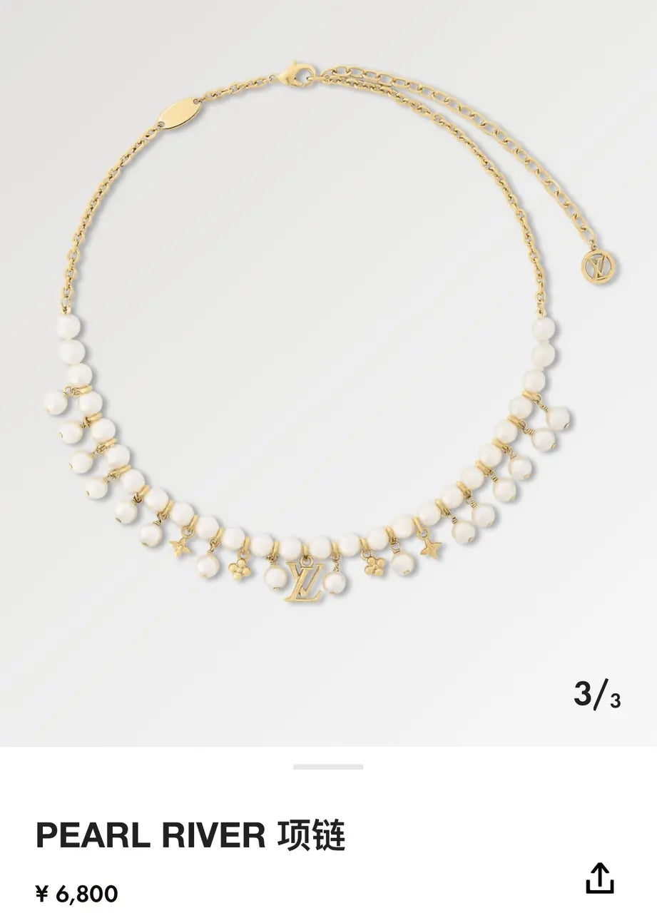 gold LV Pearl River Necklace - LV Pearl River Necklace - Gold Chain &