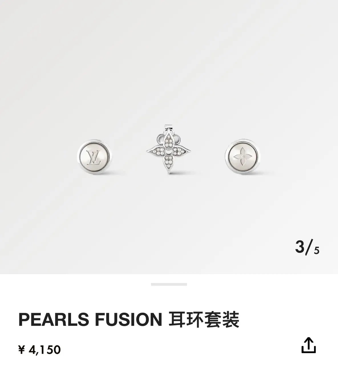 LV Silver Pearls Fusion Earrings - LV Pearls Fusion Earrings Set