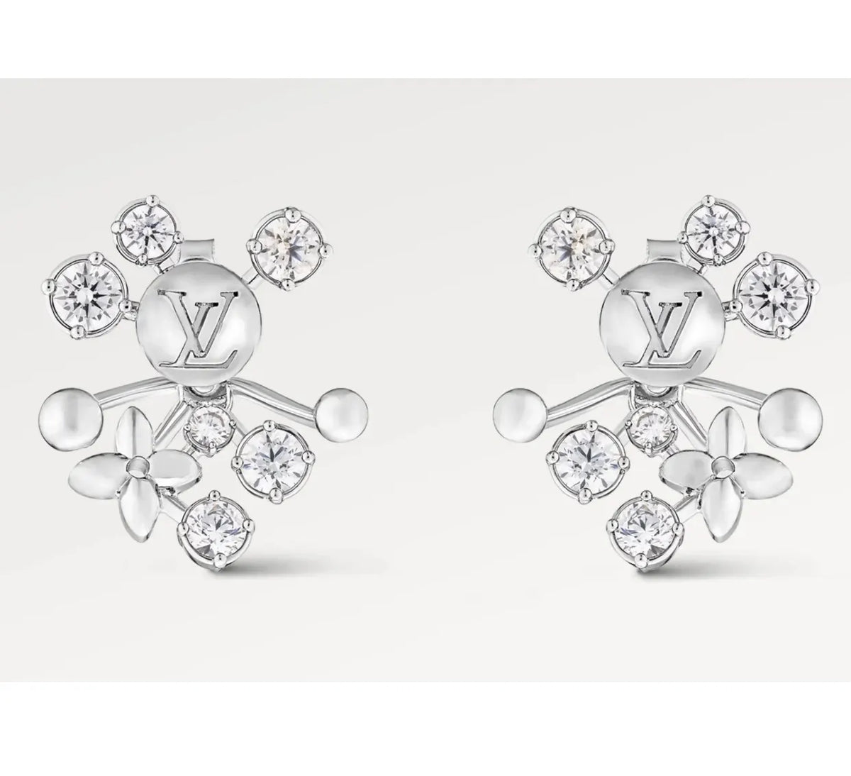 Louis Vuitton Silver Blossom Strass Earrings designer - Louis Vuitton