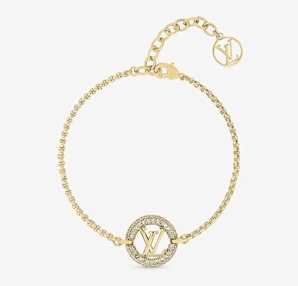 Luxury Crystal LV Circle Bracelet - Premium Gold Finish