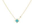 Louis Vuitton Turquoise Flower Necklace - Gold Chain Diamond Accent